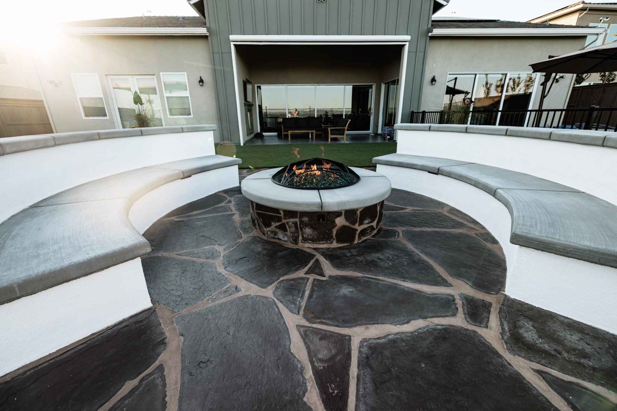 An outdoor living project pictured on Hughes Landscape's website